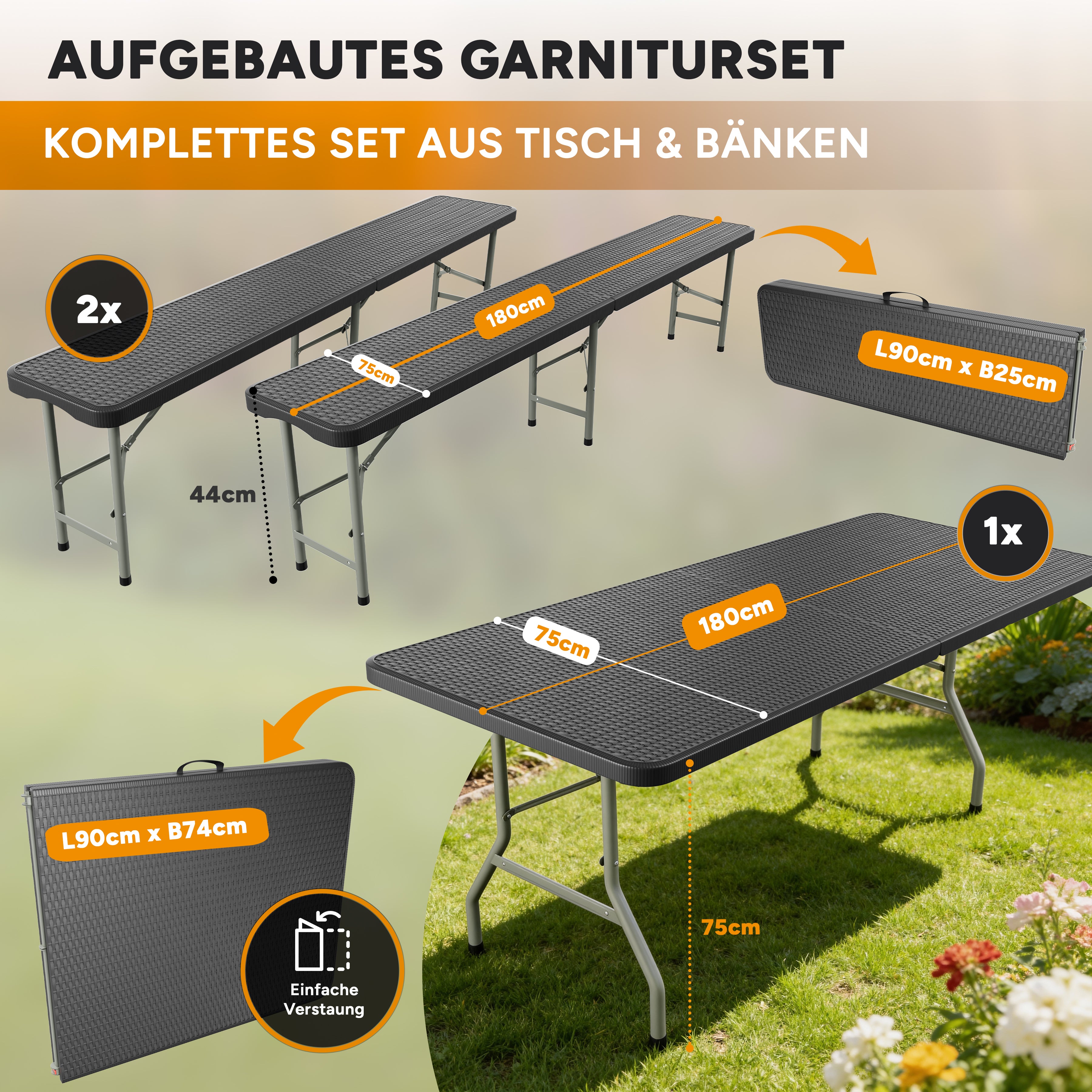 Rosentahl Skyfold Bierzeltgarnitur – Klappbar & Wetterfest